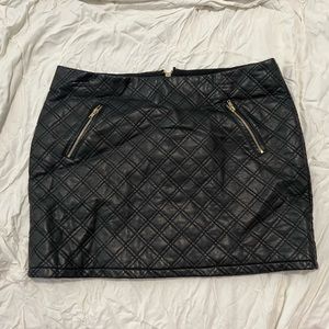 Size 8 black faux leather Express mini skirt
